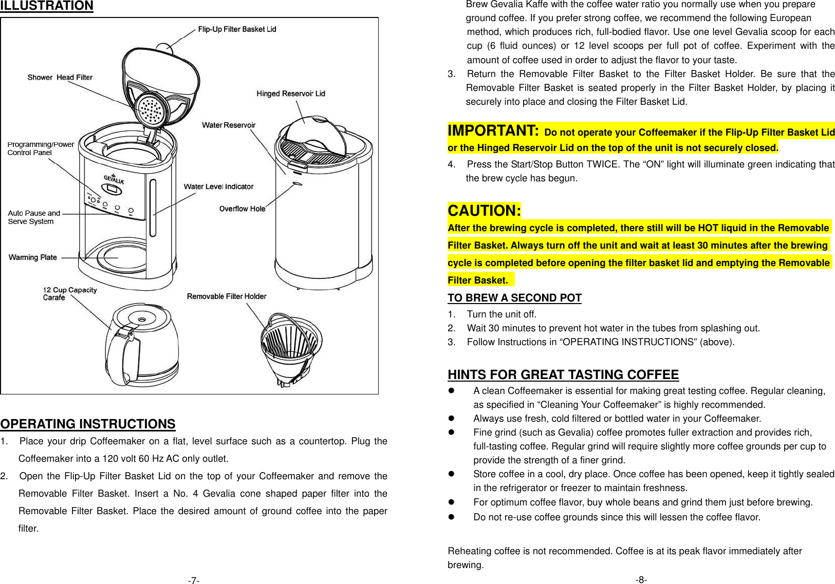 Page 5 of 6 - Gevalia Gevalia-Programmable-12-Cup-Coffeemaker-Xcc-12-Users-Manual- LIMITED WARRANTY  Gevalia-programmable-12-cup-coffeemaker-xcc-12-users-manual