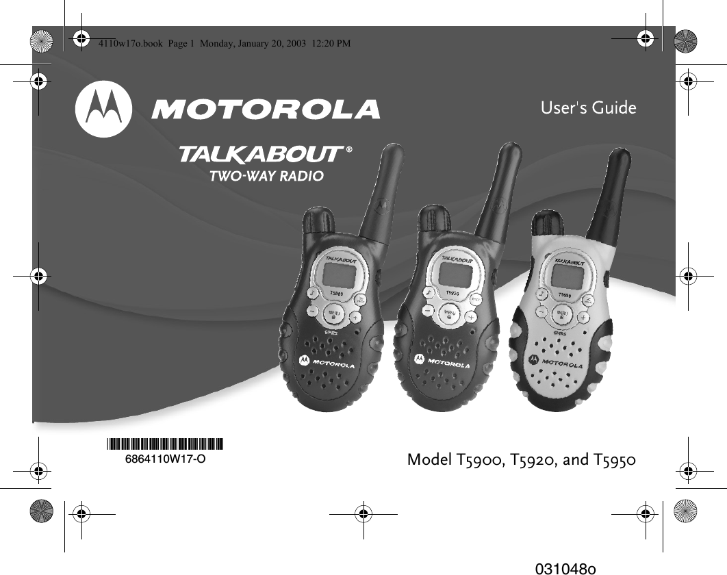 Model T5900, T5920, and T5950@6864110W17@6864110W17-O031048o4110w17o.book  Page 1  Monday, January 20, 2003  12:20 PM