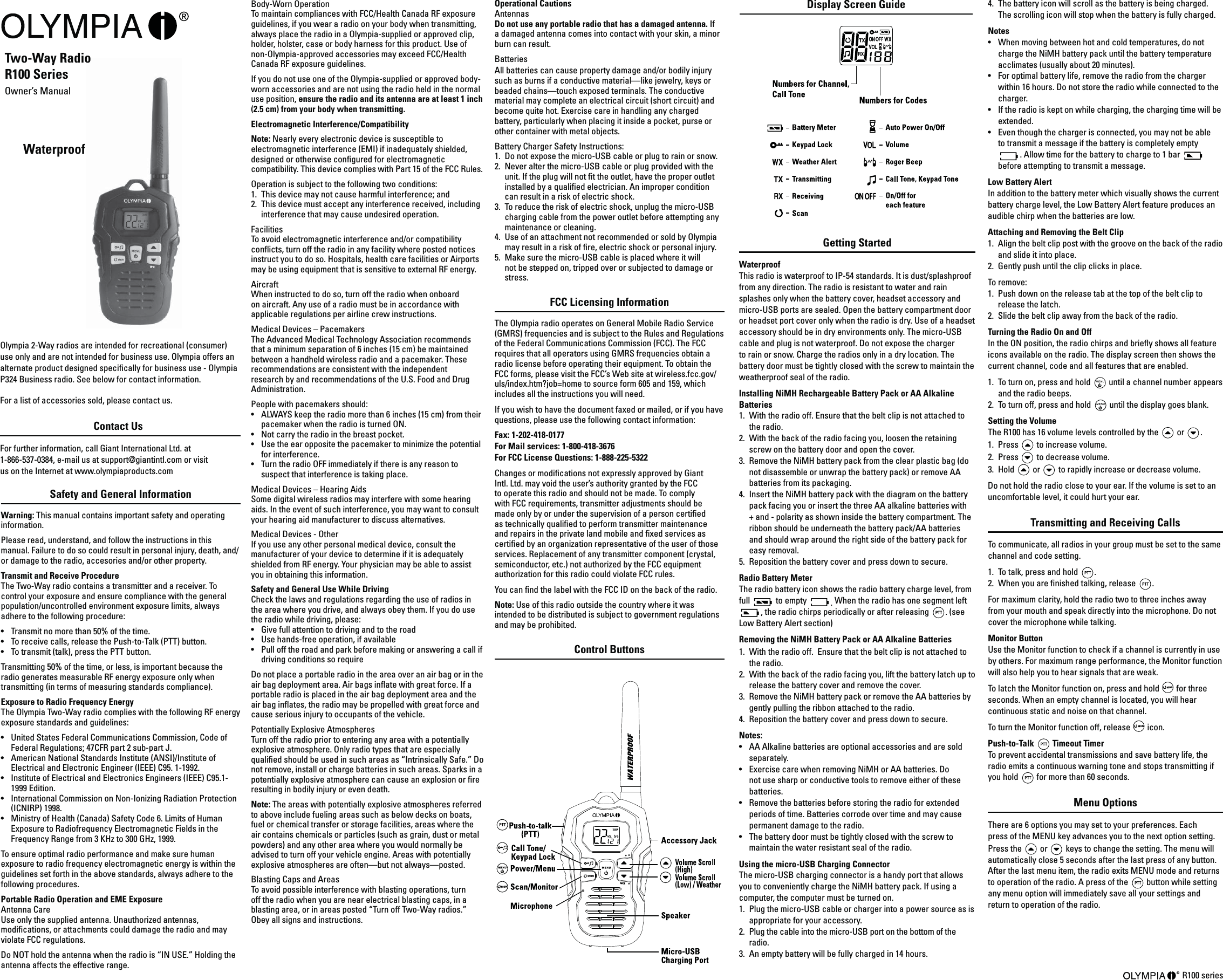 Page 1 of Giant Telecom LYAA Two-way radio User Manual Print