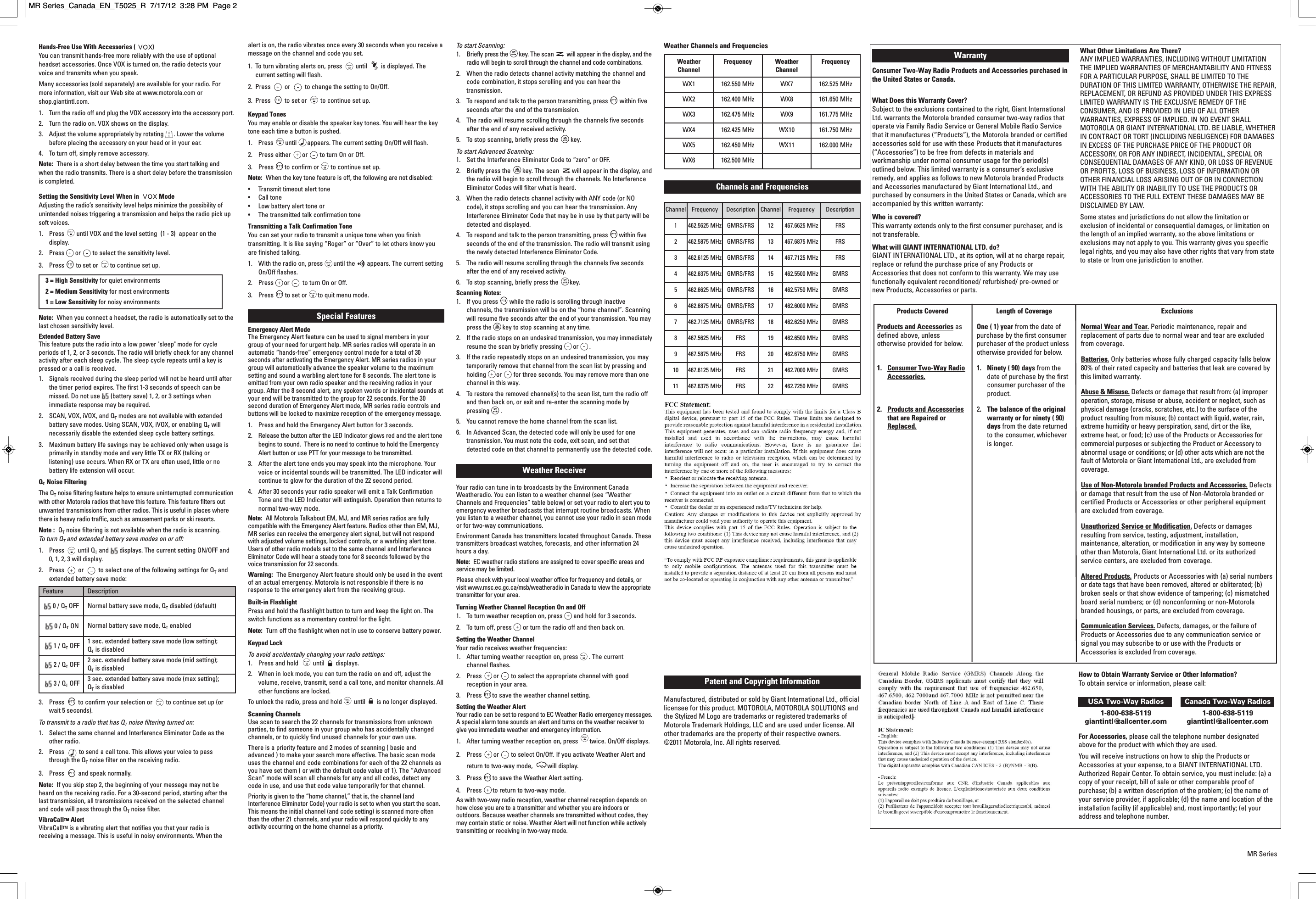 Giant Telecom MRCEJ Two-way radio User Manual T5025 R