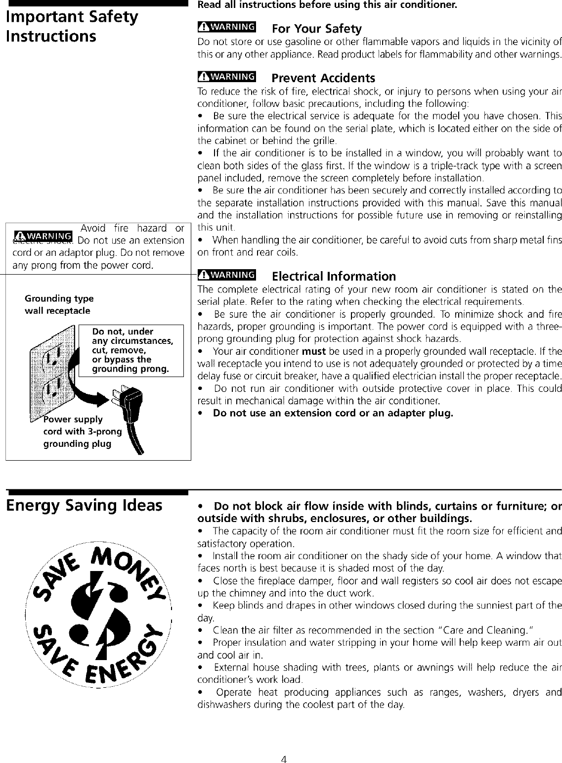 Gibson GAS154J1A1 User Manual AIR CONDITIONER Manuals And Guides L0111061