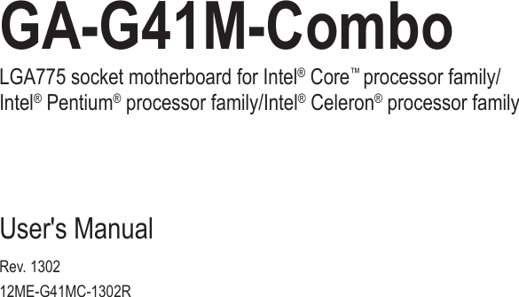 Gigabyte Ga G41m Combo Rev 1 3 Owner S Manual
