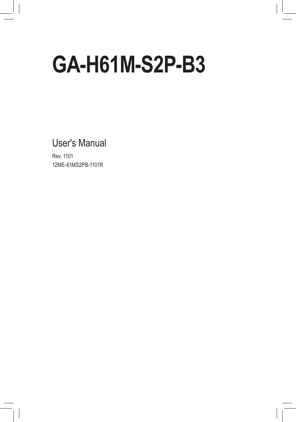 Gigabyte Ga H61M S2P B3 Rev 1 Owner S Manual