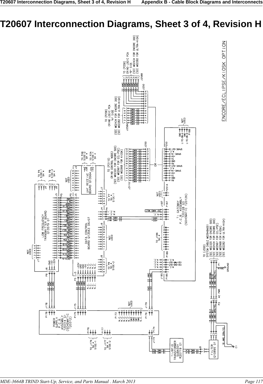 MDE-3664B TRIND Start-Up, Service, and Parts Manual . March 2013 Page 117T20607 Interconnection Diagrams, Sheet 3 of 4, Revision H Appendix B - Cable Block Diagrams and InterconnectsPreliminaryT20607 Interconnection Diagrams, Sheet 3 of 4, Revision H