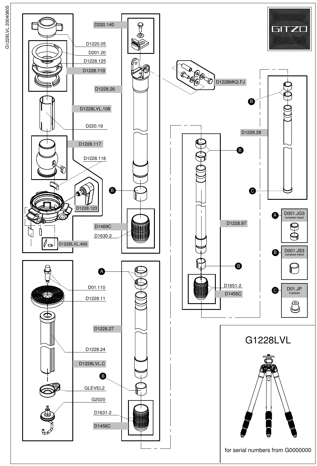 Page 1 of 1 - Gitzo Gitzo-Leveling-G1228Lvl-Users-Manual- G1228LVL_20040805.dft  Gitzo-leveling-g1228lvl-users-manual