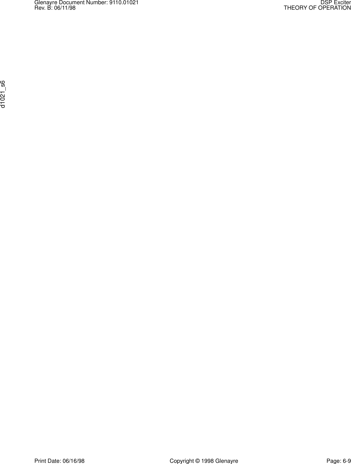 Glenayre Document Number: 9110.01021 DSP ExciterRev. B: 06/11/98 THEORY OF OPERATIONd1021_s6Print Date: 06/16/98 Copyright © 1998 Glenayre Page: 6-9