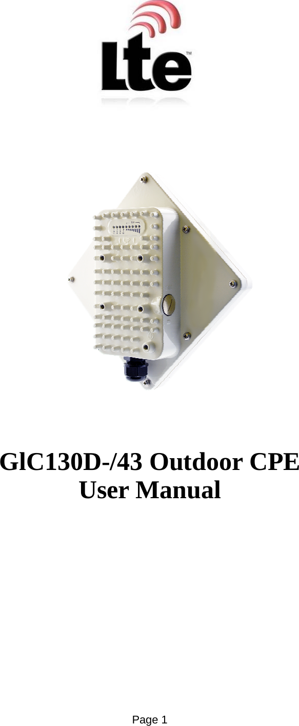 Page 1                     GlC130D-/43 Outdoor CPE User Manual        