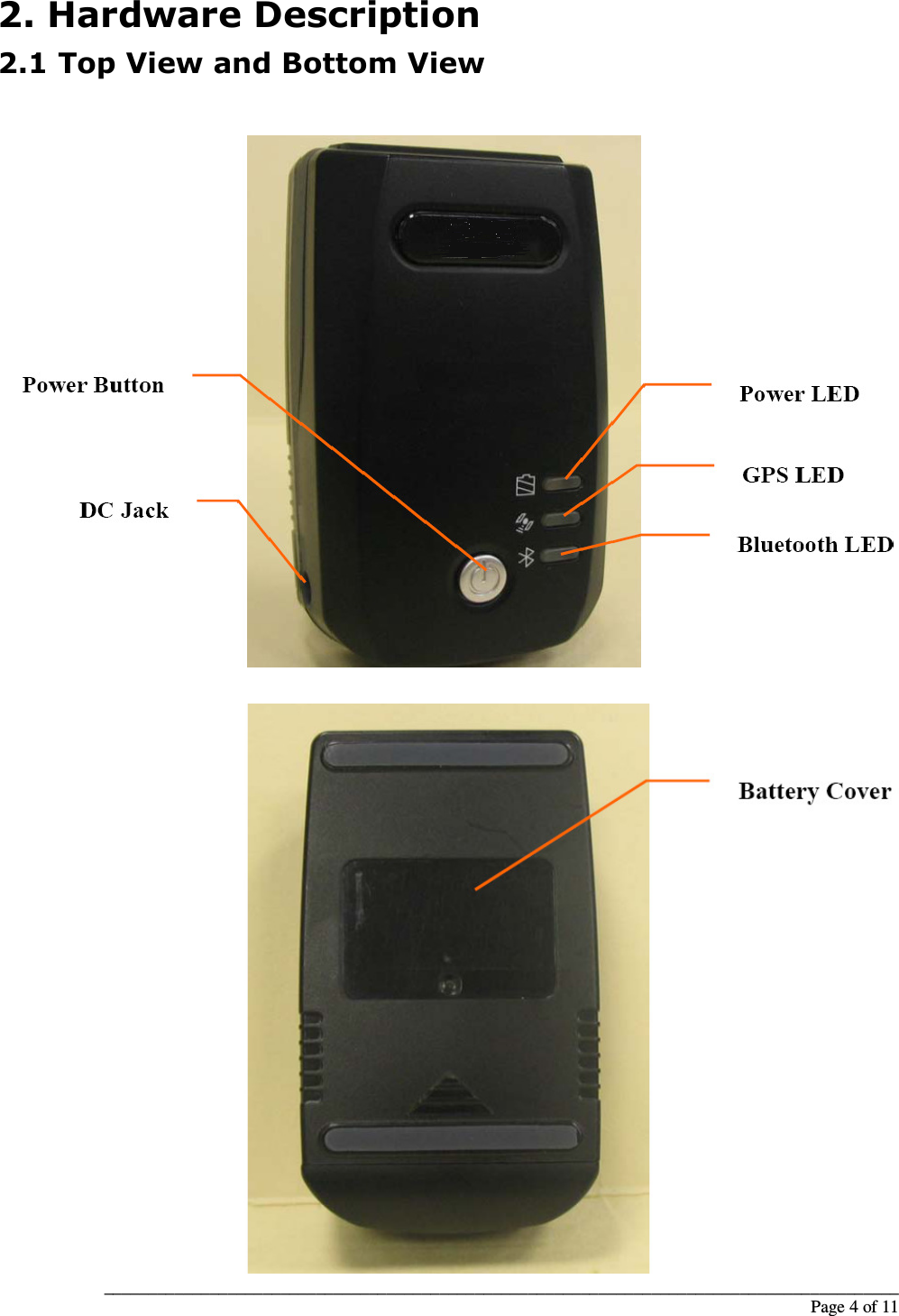 __________________________________________________________________________________________                                                                                                                                                             Page 4 of 11 2. Hardware Description 2.1 Top View and Bottom View    