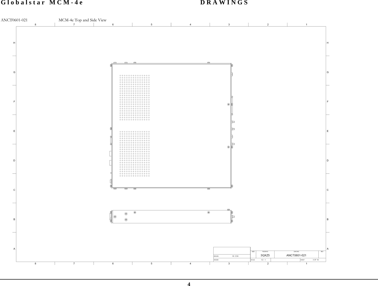 Globalstar MCM-4e  DRAWINGS  4 ANCT0601-021  MCM-4e Top and Side View  