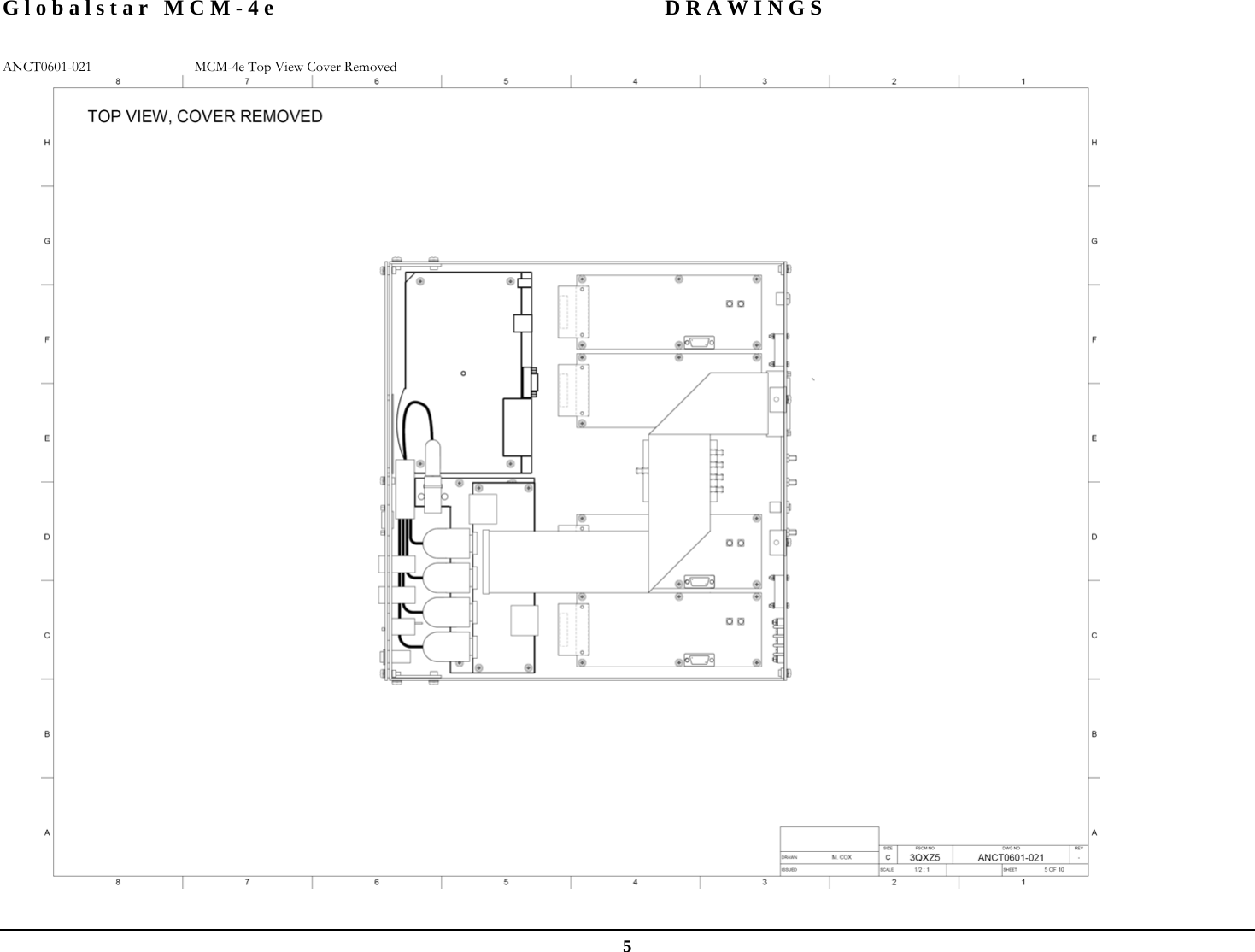 Globalstar MCM-4e  DRAWINGS  5 ANCT0601-021  MCM-4e Top View Cover Removed  