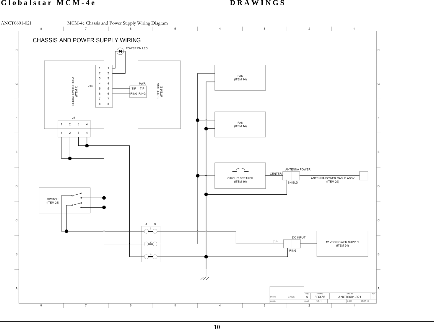 Globalstar MCM-4e  DRAWINGS  10 ANCT0601-021  MCM-4e Chassis and Power Supply Wiring Diagram  