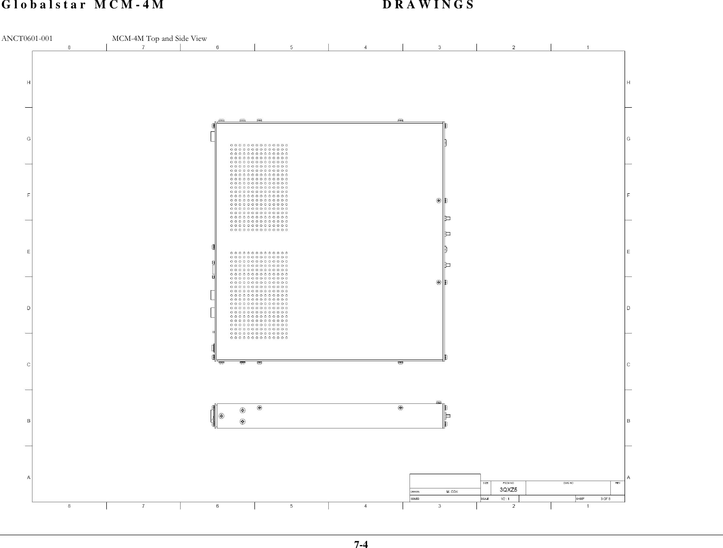 Globalstar MCM-4M DRAWINGS  7-4 ANCT0601-001  MCM-4M Top and Side View  