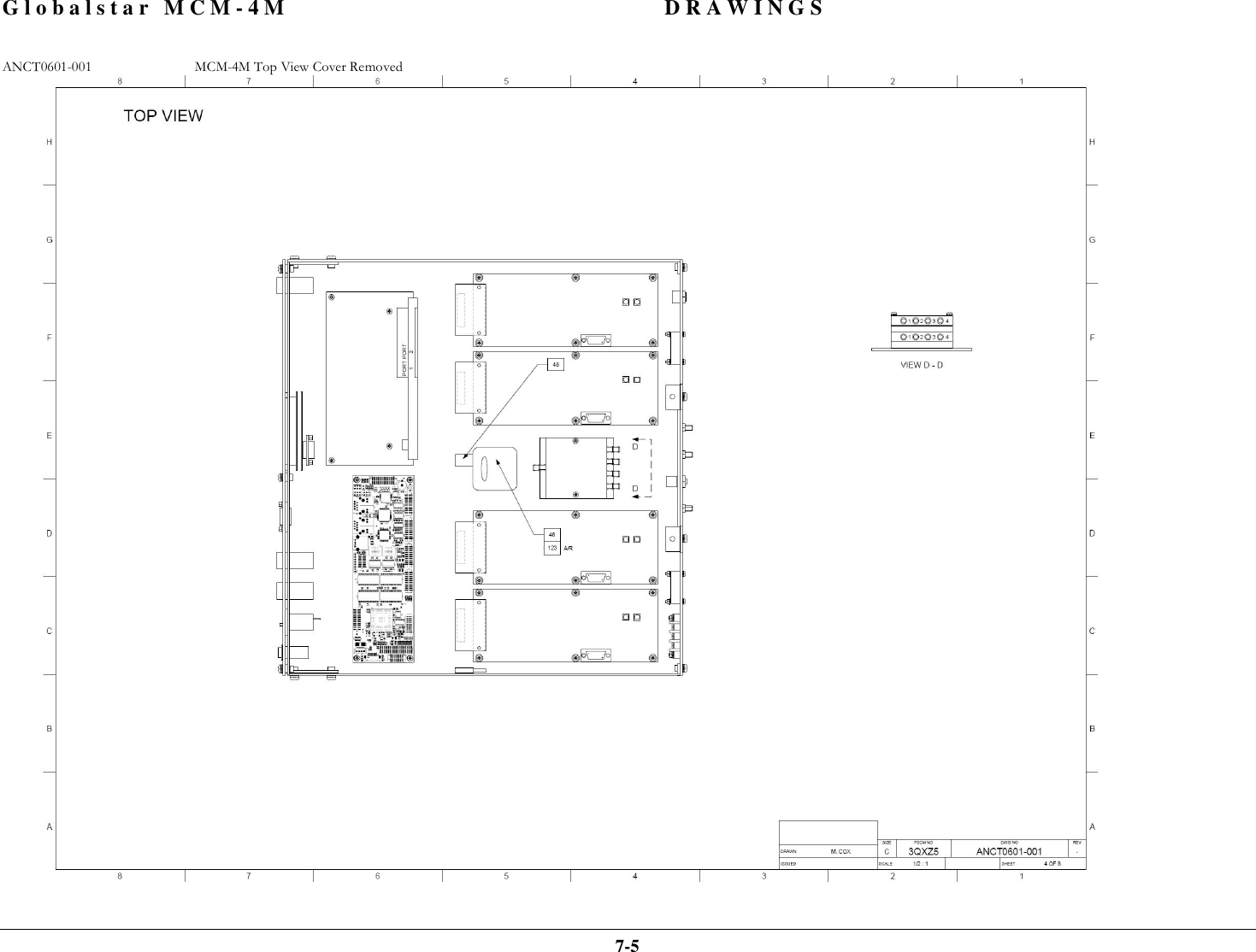 Globalstar MCM-4M DRAWINGS  7-5 ANCT0601-001  MCM-4M Top View Cover Removed  