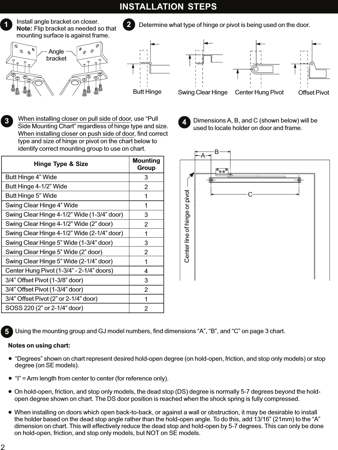 Page 2 of 4 - Glynn Johnson  90J Series, 90 Series With Angle Jamb Bracket Installation Instructions 108151