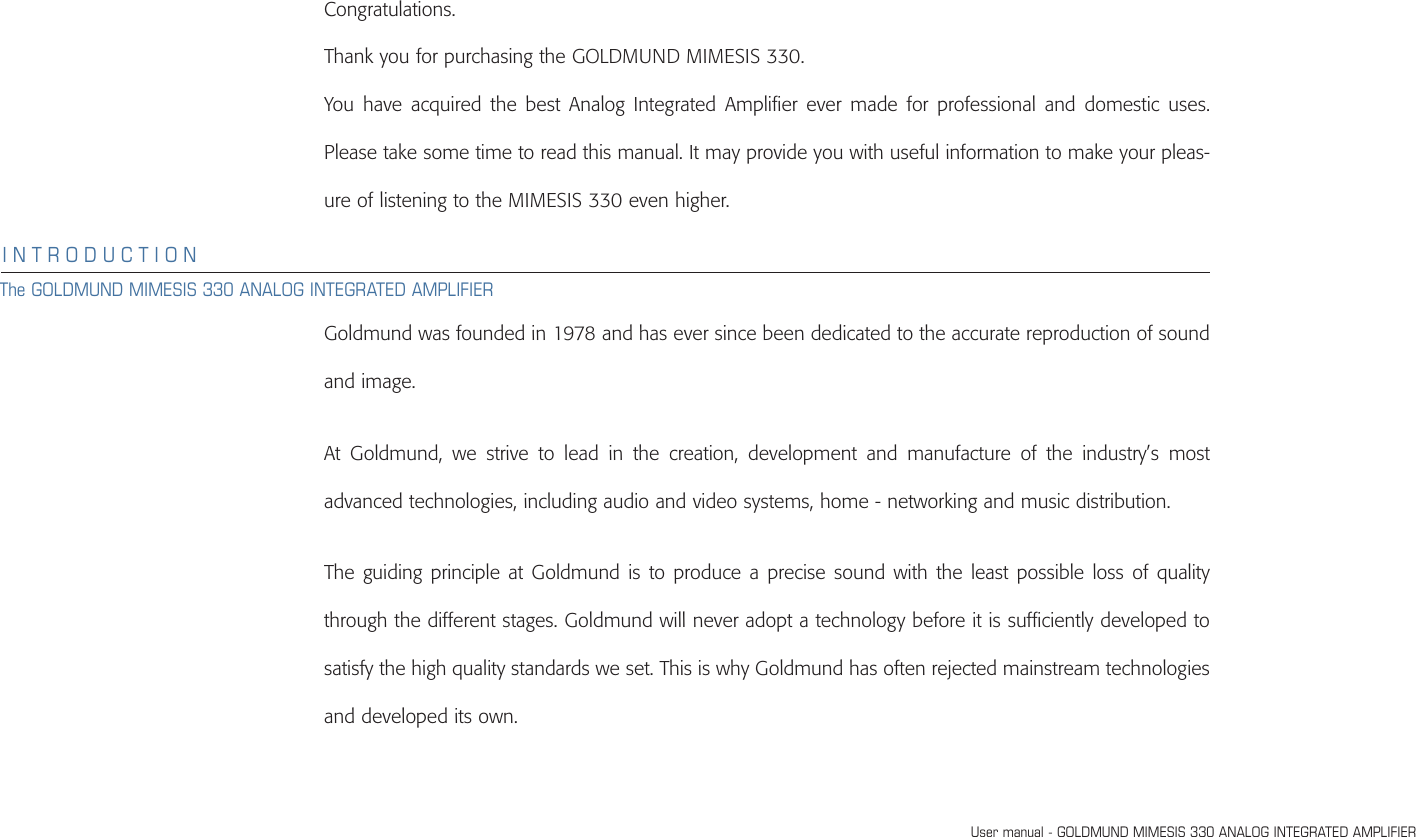 Page 2 of 12 - Goldmund Goldmund-Mimesis-330-Users-Manual- Mise En  Goldmund-mimesis-330-users-manual