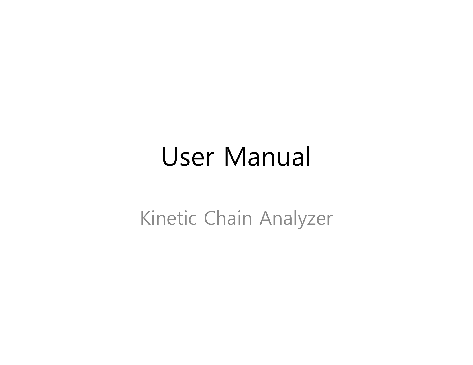 User Manual Kinetic Chain Analyzer 