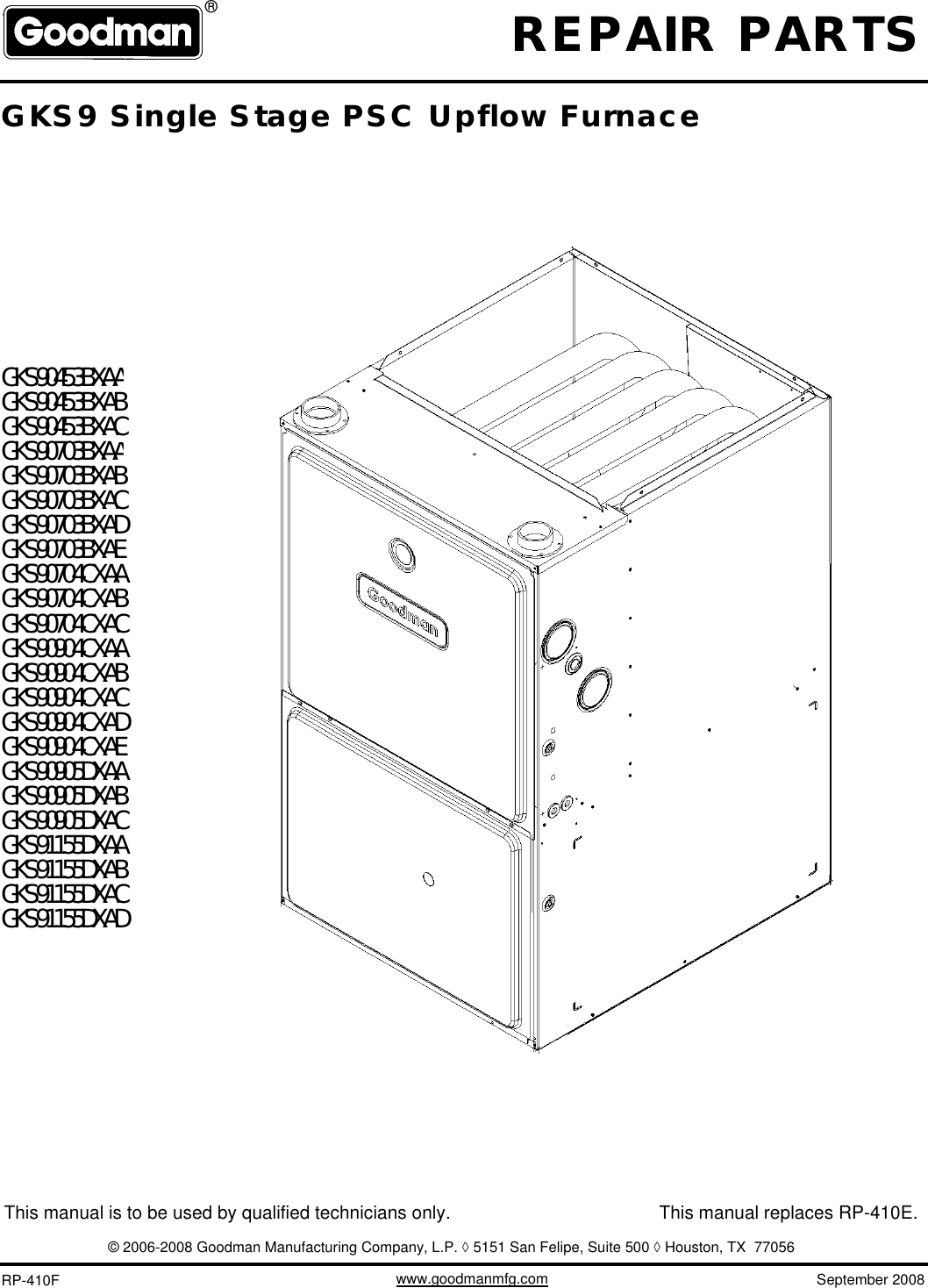 Page 1 of 11 - Goodman-Mfg Goodman-Mfg-Gks90453Bxaa-Users-Manual-  Goodman-mfg-gks90453bxaa-users-manual