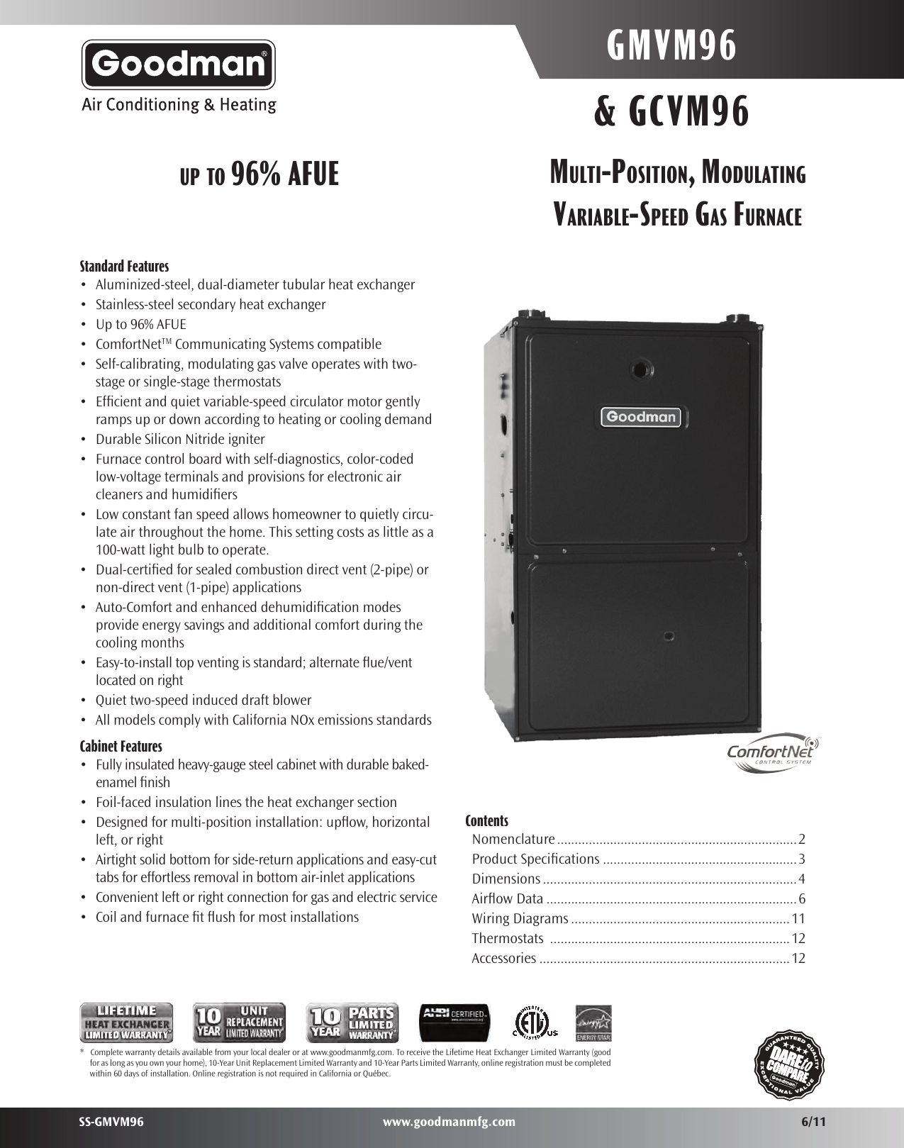 Page 1 of 12 - Goodman-Mfg Goodman-Mfg-Gmvm96-Users-Manual-  Goodman-mfg-gmvm96-users-manual