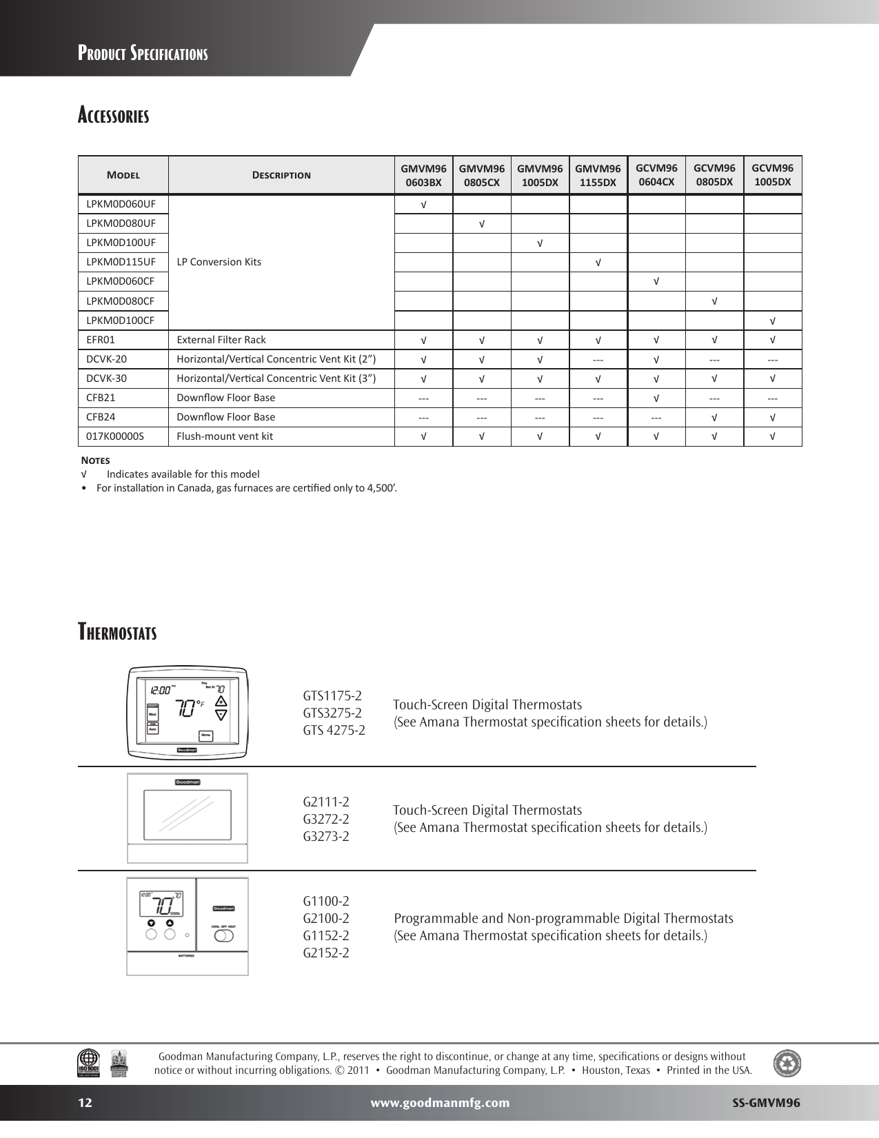 Page 12 of 12 - Goodman-Mfg Goodman-Mfg-Gmvm96-Users-Manual-  Goodman-mfg-gmvm96-users-manual