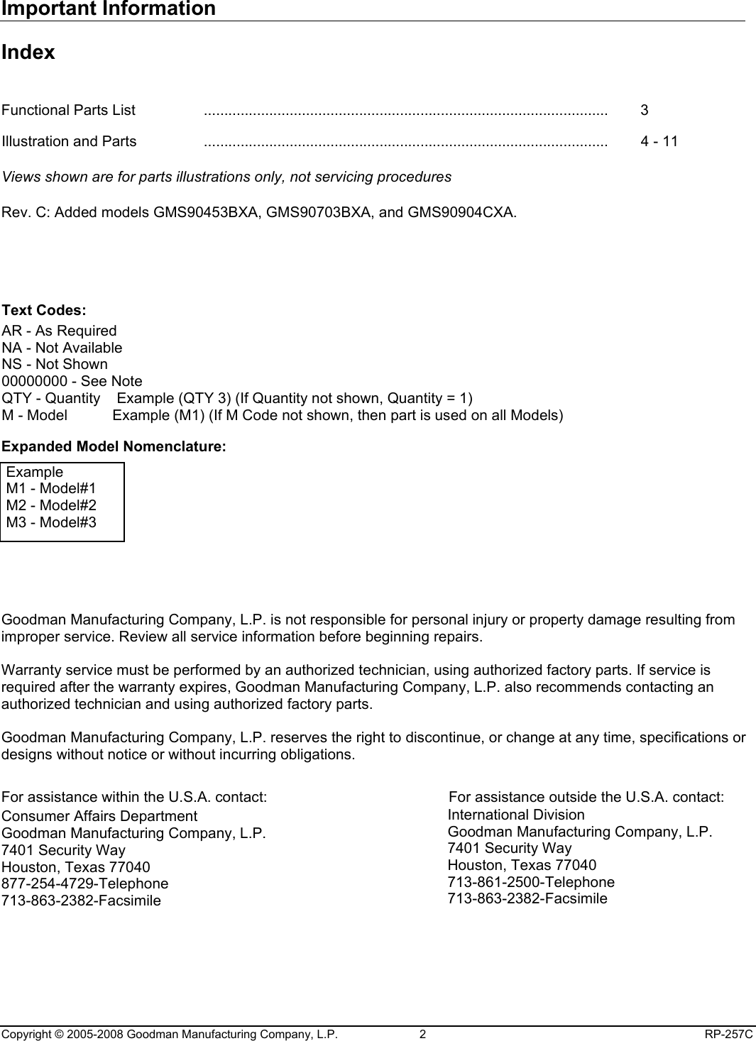 Page 2 of 11 - Goodman-Mfg Goodman-Mfg-P1256801F-Users-Manual-  Goodman-mfg-p1256801f-users-manual