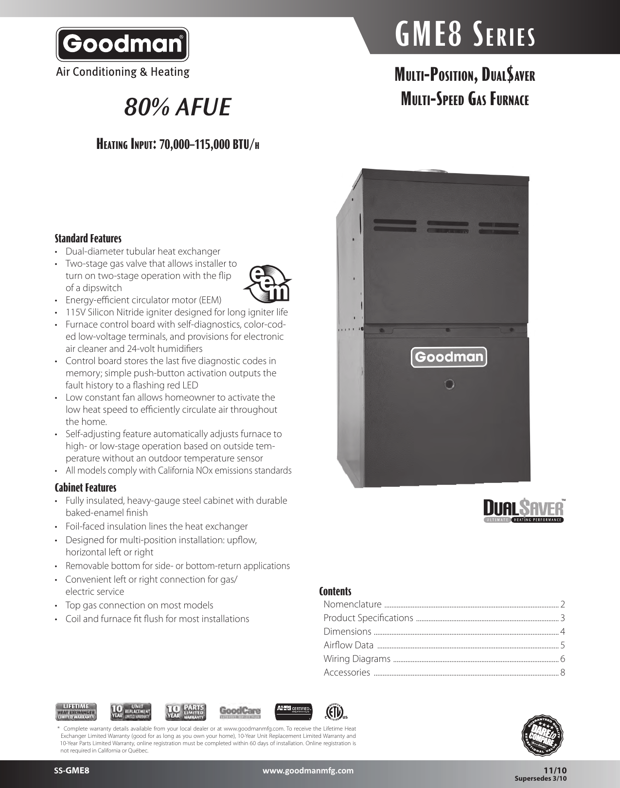 Page 1 of 8 - Goodman-Mfg Goodman-Mfg-Ss-Gme8-Users-Manual-  Goodman-mfg-ss-gme8-users-manual