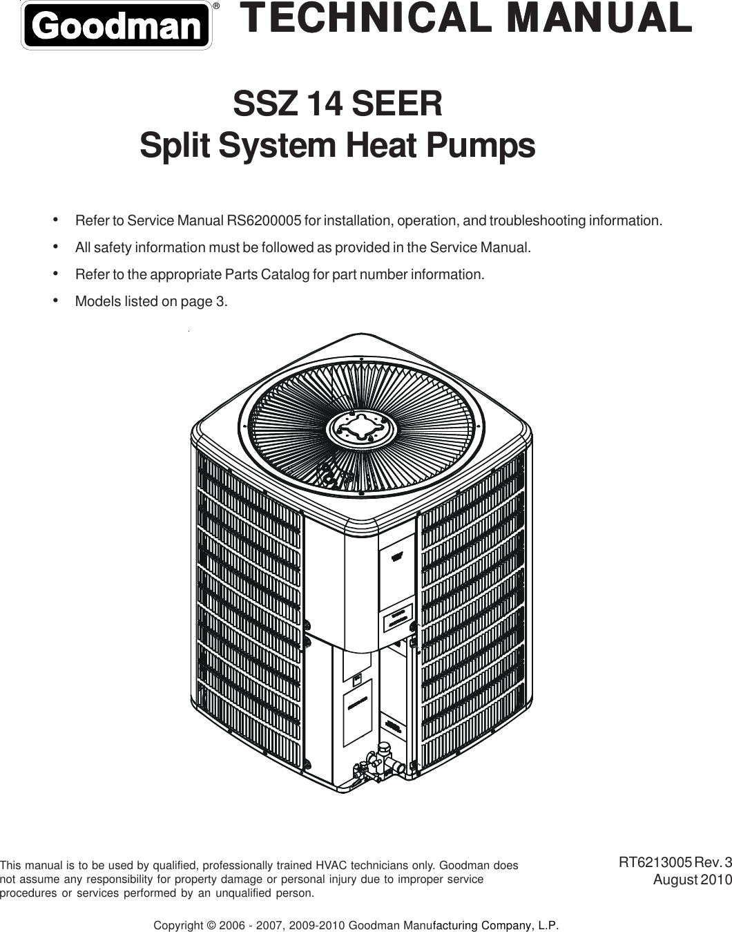 Goodman Mfg Ssz 14 Seer Users Manual