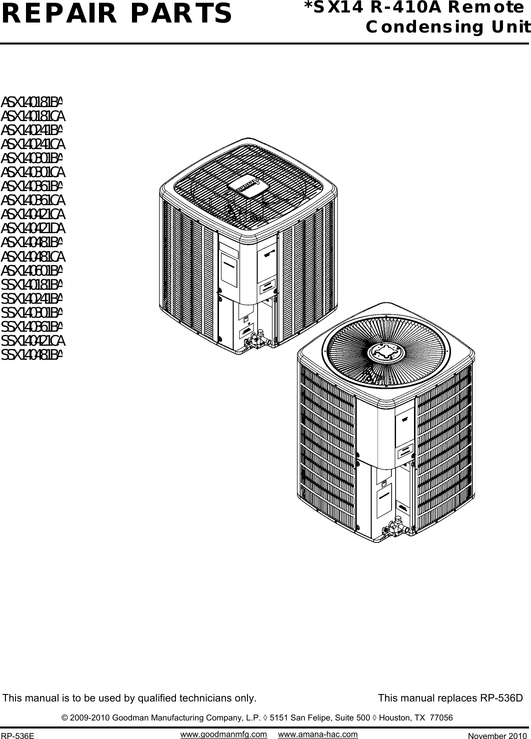 Page 1 of 12 - Goodman-Mfg Goodman-Mfg-Sx14-R-410A-Users-Manual-  Goodman-mfg-sx14-r-410a-users-manual