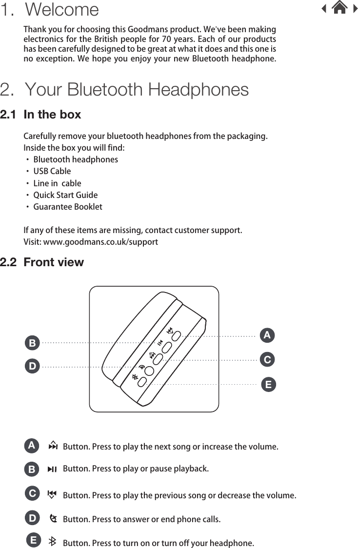 Page 3 of 8 - Goodmans Goodmans-Goodmans-Ghp04Bt-Users-Manual- GHP04BT IB 9-22  Goodmans-goodmans-ghp04bt-users-manual