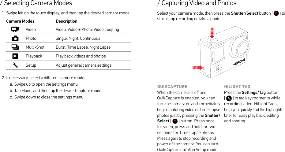 Gopro Hero 4 Silver Quick Start Manual