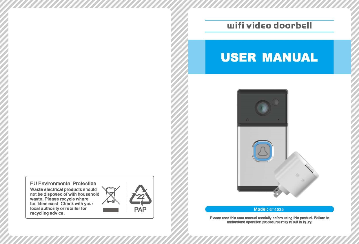 Page 1 of Gospell Smarthome Electronic GT4025 WiFi Video Doorbell User Manual                      1