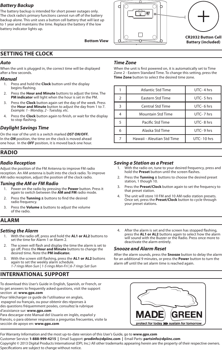 Page 2 of 2 - Gpx Gpx-Gpx-Clock-Radio-C303B-V997-01-Users-Manual-  Gpx-gpx-clock-radio-c303b-v997-01-users-manual