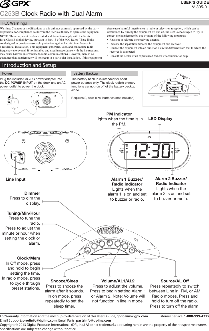 gpx alarm clock manual