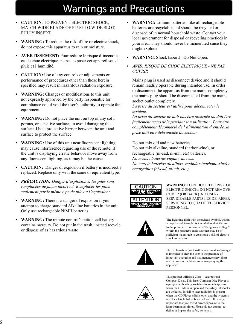 Page 2 of 12 - Gpx Gpx-Home-Music-System-Hc221B-Users-Manual-  Gpx-home-music-system-hc221b-users-manual