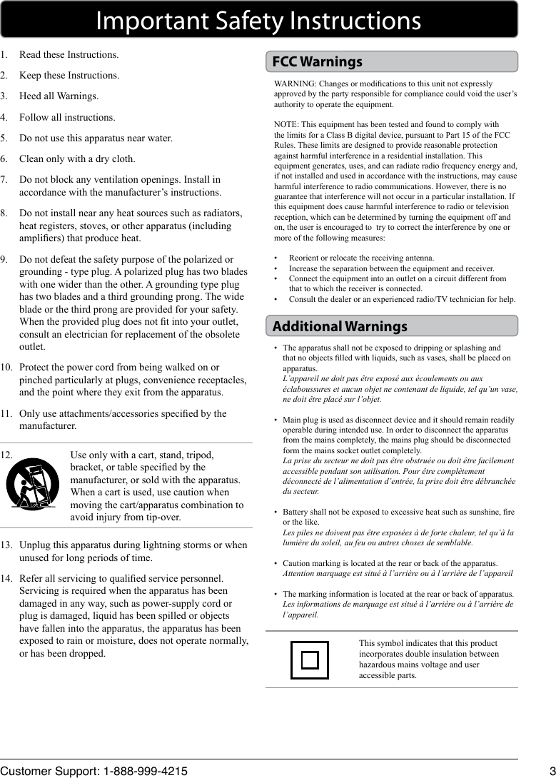 Page 3 of 12 - Gpx Gpx-Home-Music-System-Hc221B-Users-Manual-  Gpx-home-music-system-hc221b-users-manual