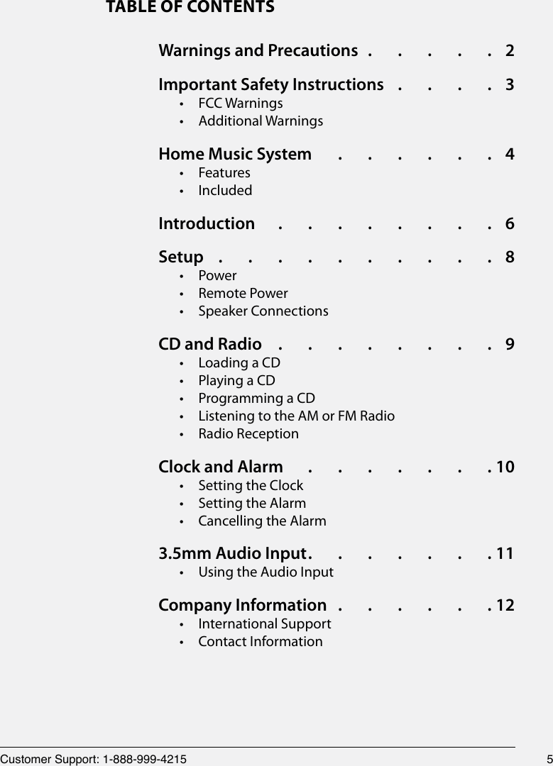 Page 5 of 12 - Gpx Gpx-Home-Music-System-Hc221B-Users-Manual-  Gpx-home-music-system-hc221b-users-manual