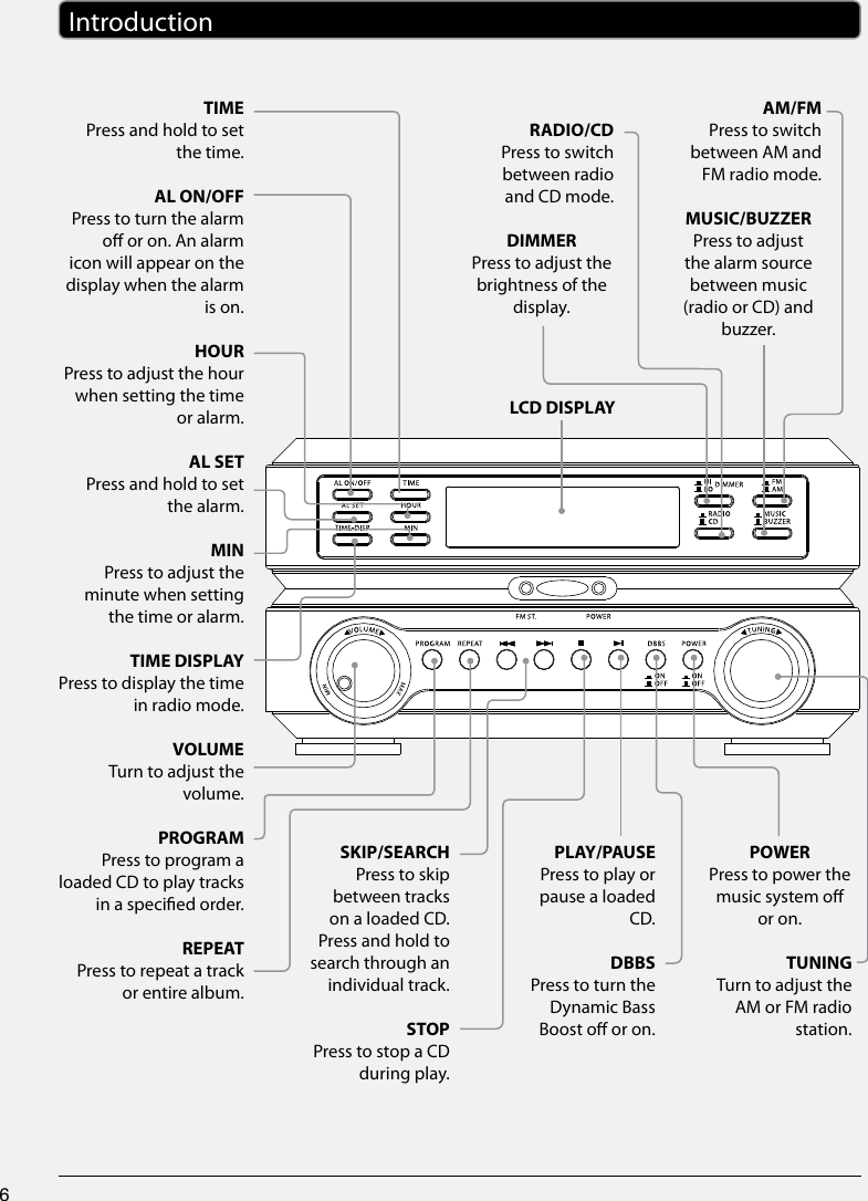 Page 6 of 12 - Gpx Gpx-Home-Music-System-Hc221B-Users-Manual-  Gpx-home-music-system-hc221b-users-manual