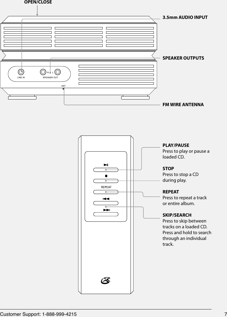 Page 7 of 12 - Gpx Gpx-Home-Music-System-Hc221B-Users-Manual-  Gpx-home-music-system-hc221b-users-manual