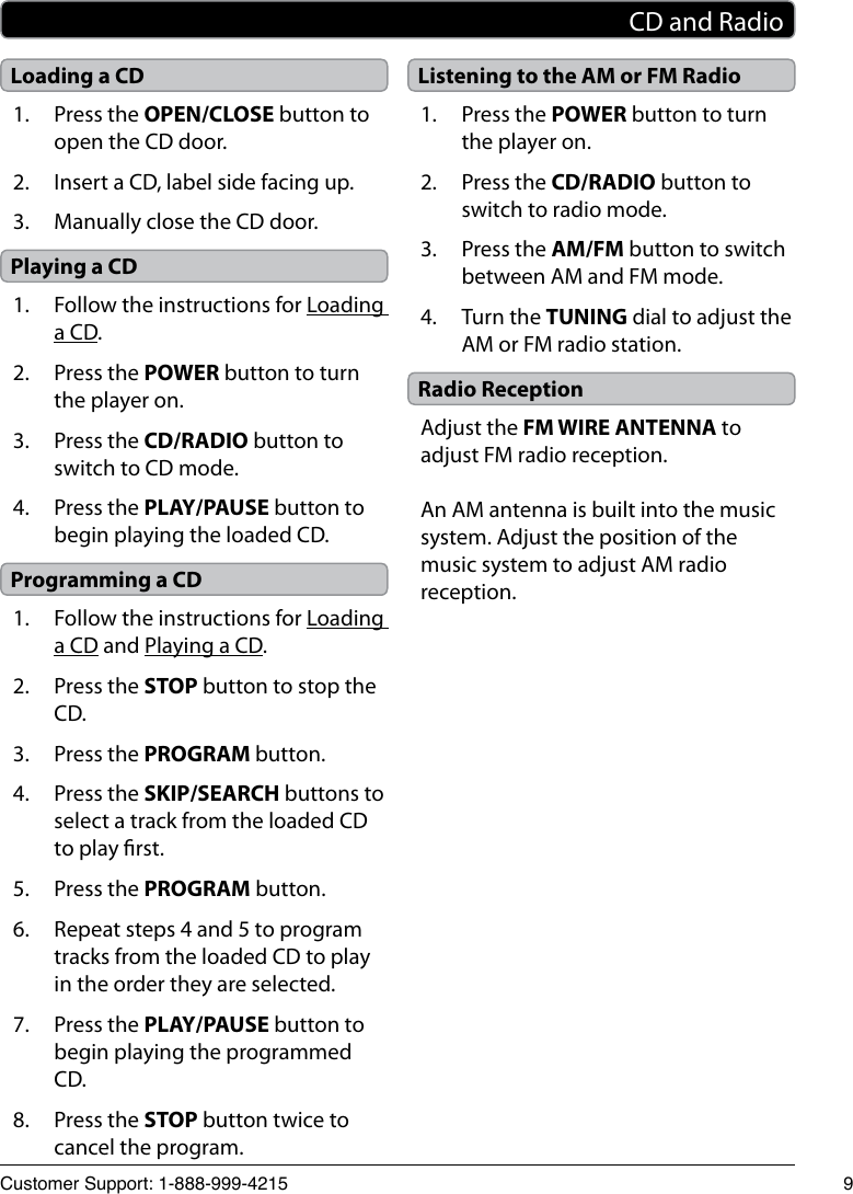 Page 9 of 12 - Gpx Gpx-Home-Music-System-Hc221B-Users-Manual-  Gpx-home-music-system-hc221b-users-manual