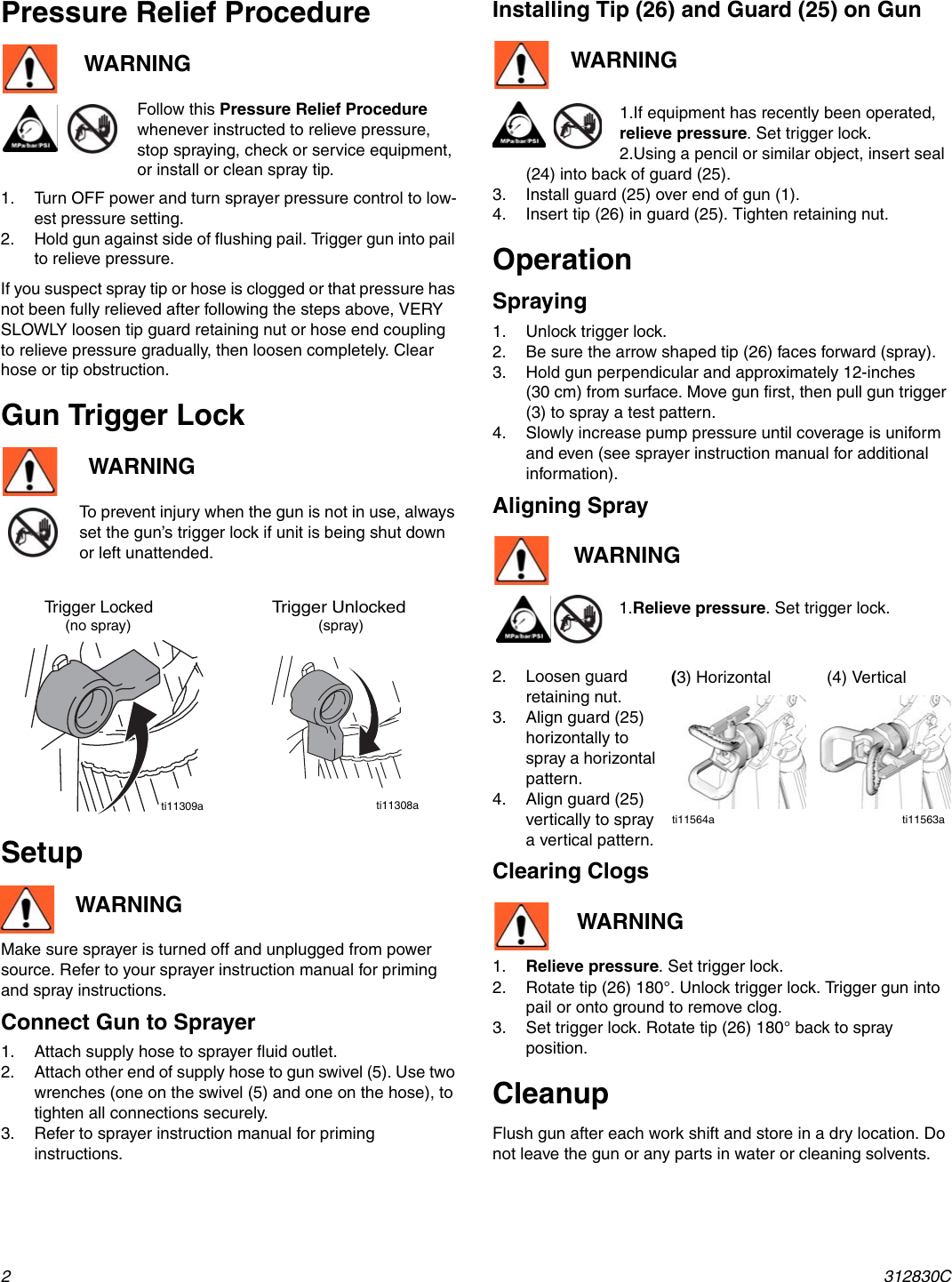 Graco Inc 243011 Users Manual 312830C SG2, SG3 Spray Guns, Instructions ...