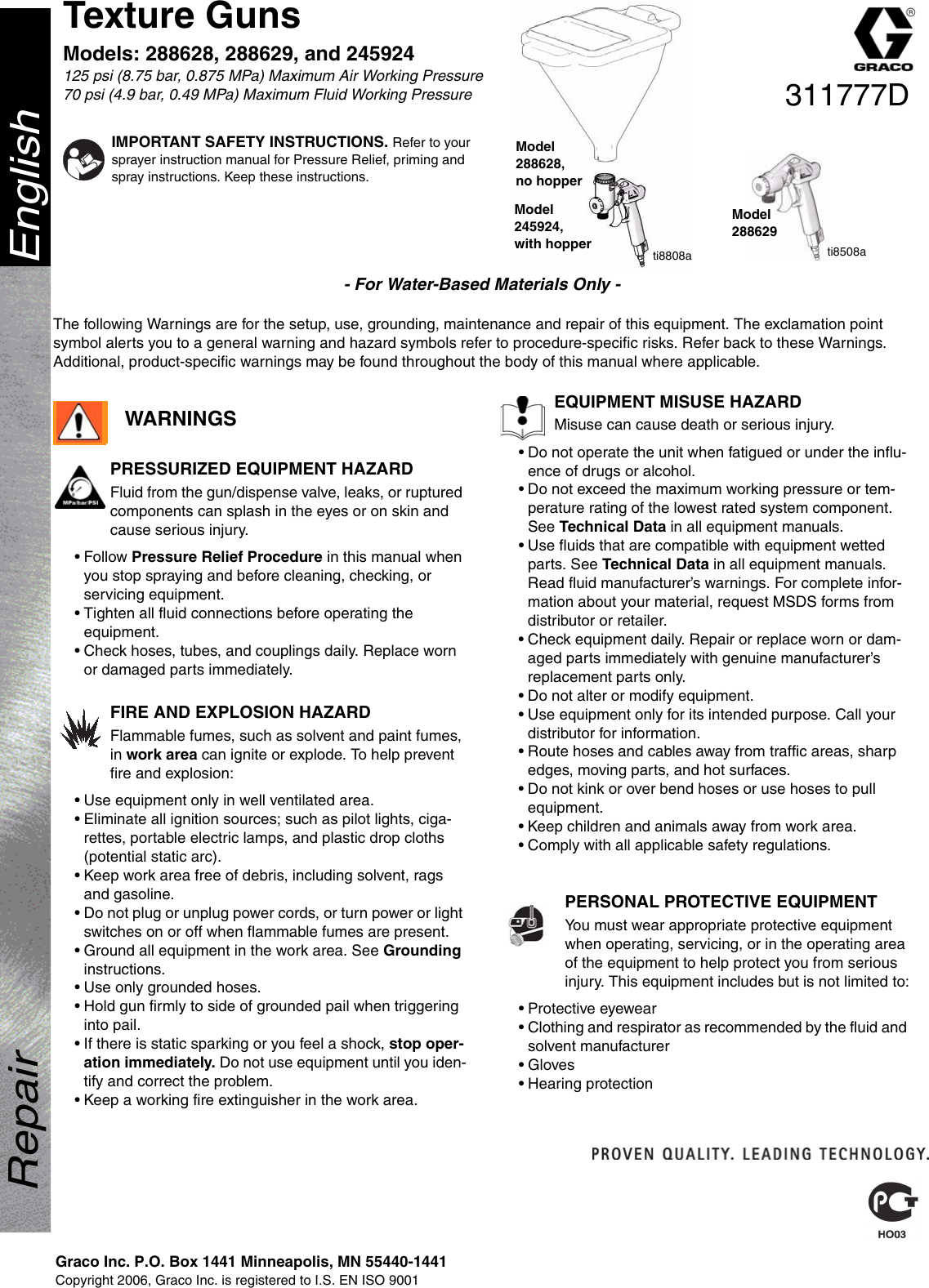 Page 1 of 4 - Graco-Inc Graco-Inc-245924-Users-Manual- 311777D, Texture Guns, US English  Graco-inc-245924-users-manual