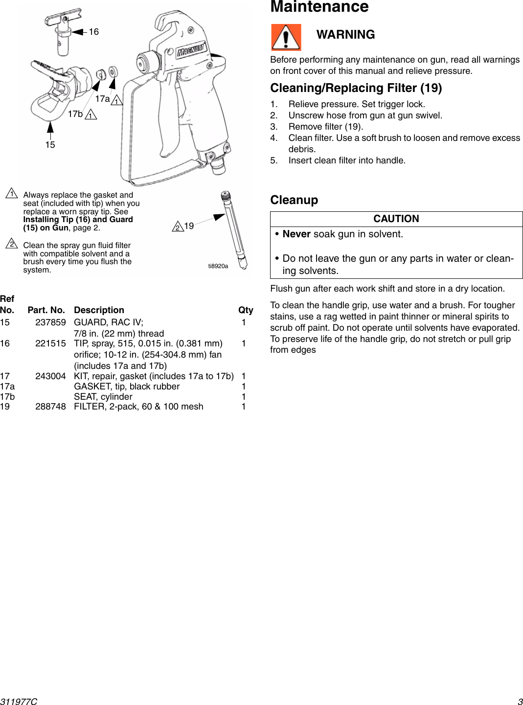 Page 3 of 4 - Graco-Inc Graco-Inc-255107-Users-Manual- 311977C, SG10 Spray Guns, Instructions, Parts, U.S. English  Graco-inc-255107-users-manual