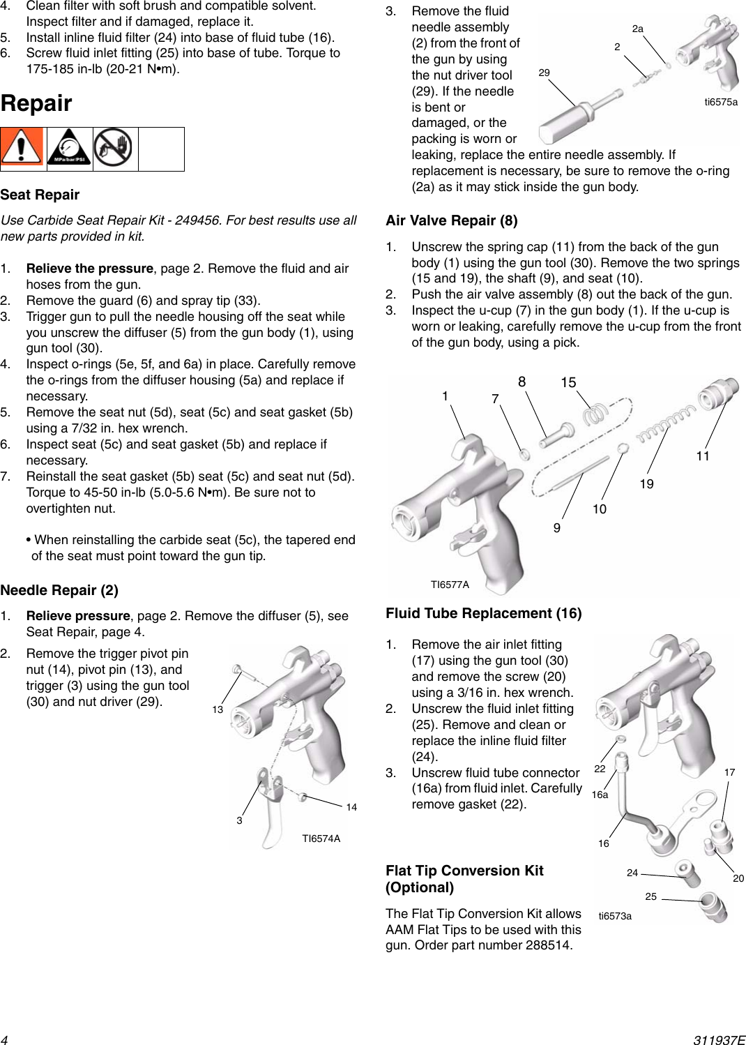 Graco Inc 288513 Users Manual 311937C, G40 Air Assisted Spray Gun, Instructions, Parts, U.S. English