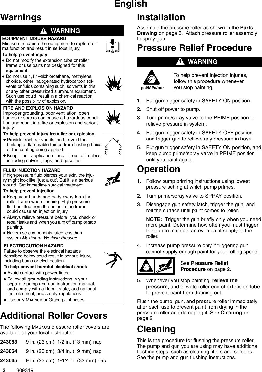 Page 2 of 8 - Graco-Inc Graco-Inc-309319-Users-Manual- 309319E, Pressure Roller, US English, French, And Spanish  Graco-inc-309319-users-manual