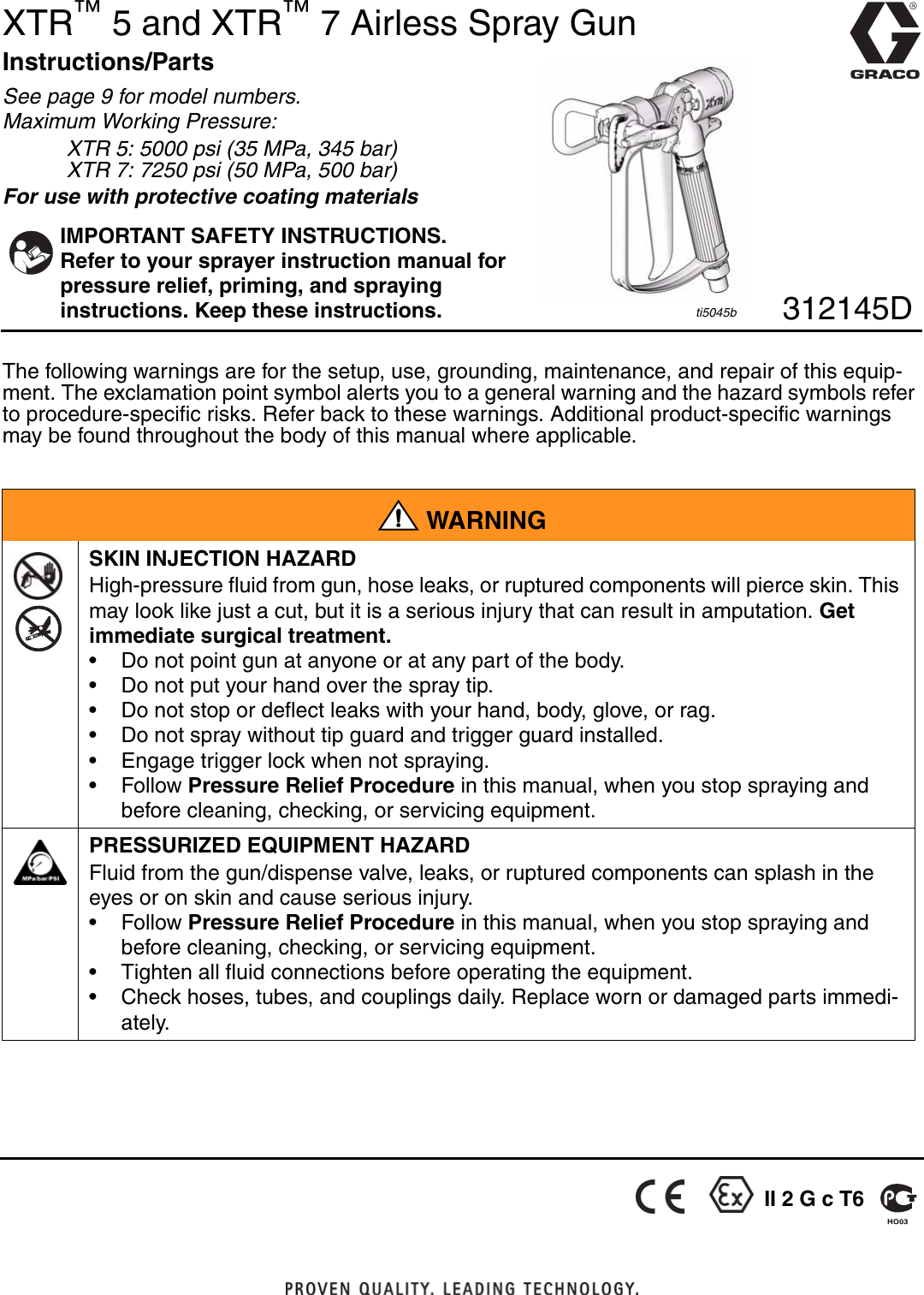 Page 1 of 12 - Graco-Inc Graco-Inc-312145D-Users-Manual- 312145D, XTR5 And XTR 7 Airless Spray Gun, English  Graco-inc-312145d-users-manual