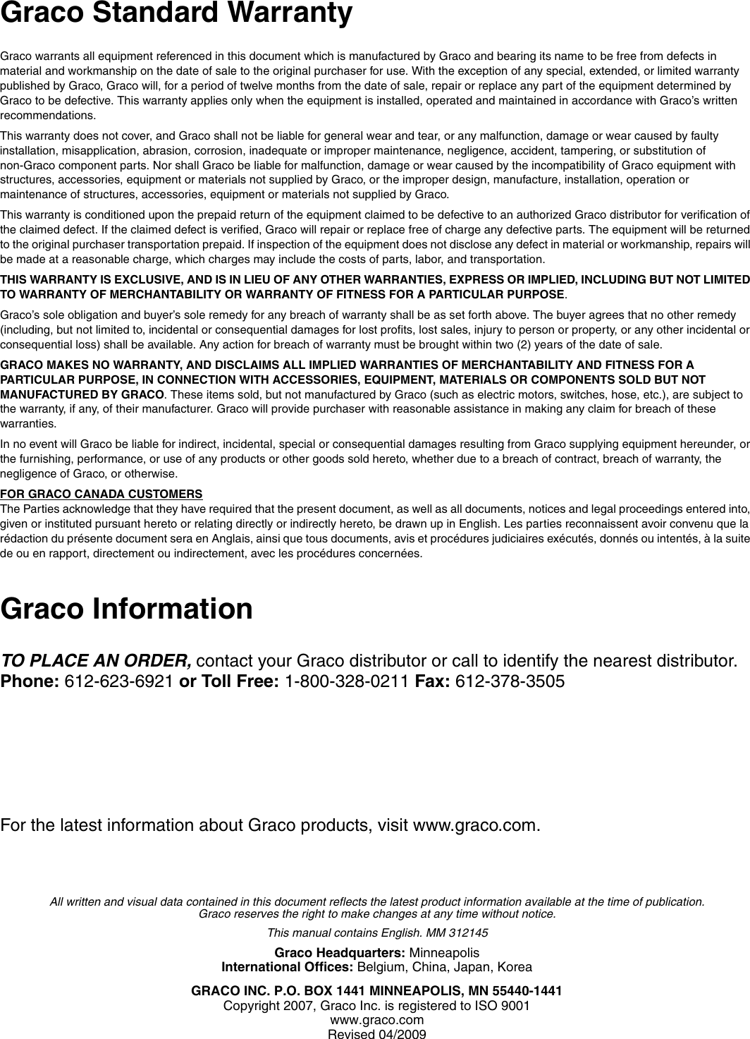 Page 12 of 12 - Graco-Inc Graco-Inc-312145D-Users-Manual- 312145D, XTR5 And XTR 7 Airless Spray Gun, English  Graco-inc-312145d-users-manual