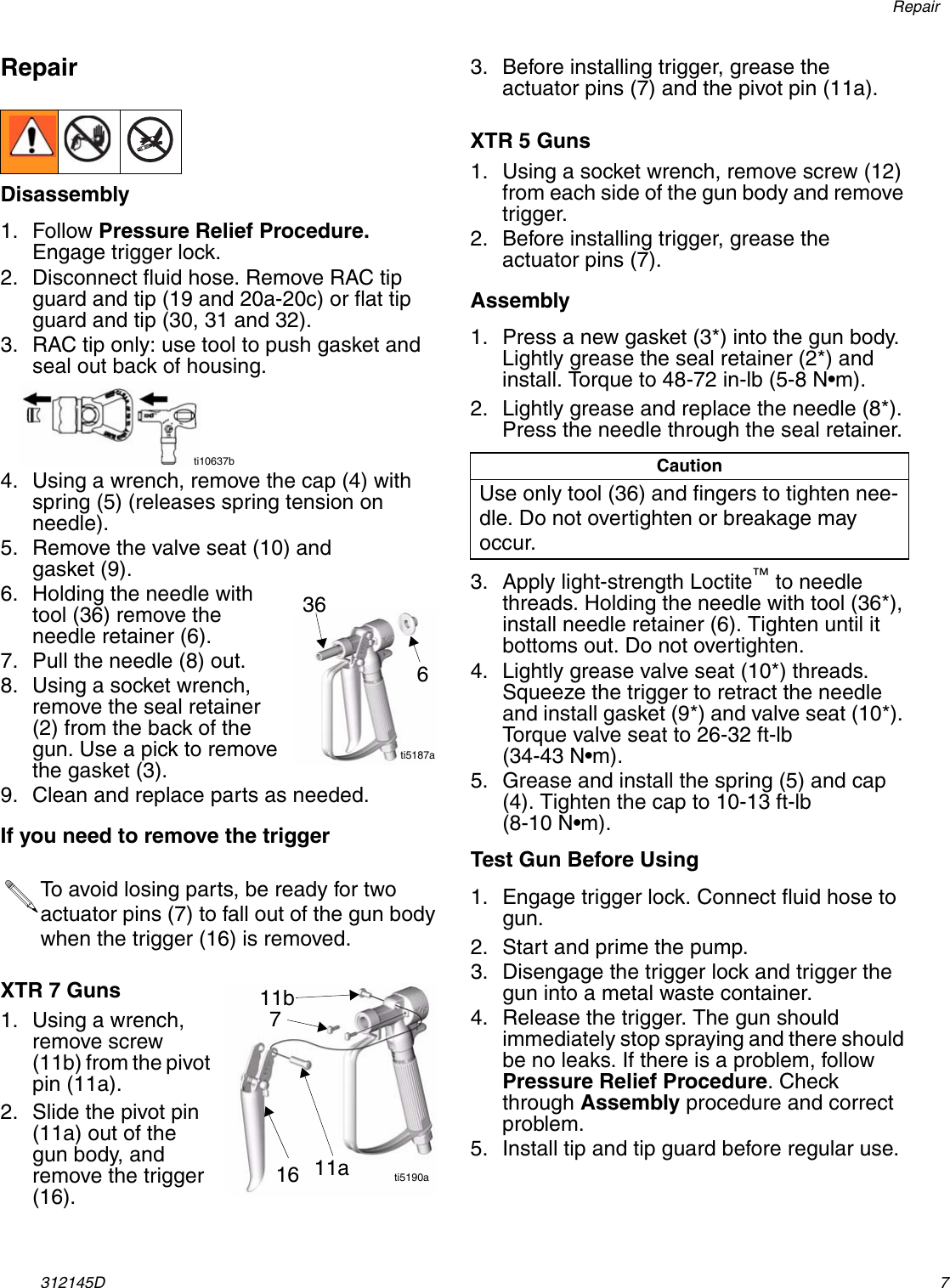 Page 7 of 12 - Graco-Inc Graco-Inc-312145D-Users-Manual- 312145D, XTR5 And XTR 7 Airless Spray Gun, English  Graco-inc-312145d-users-manual