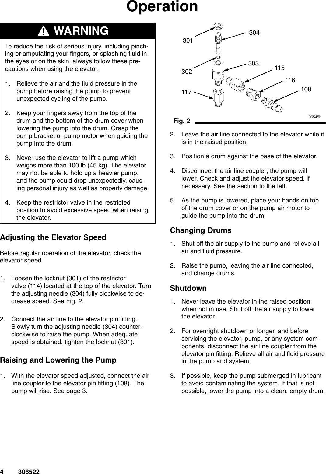 Page 4 of 8 - Graco 204121 306522F, Instructions-Parts Manual For Air Operated Pump Elevator, English User To The 513a95c5-eb63-4ca7-87dd-a7654ef5692b