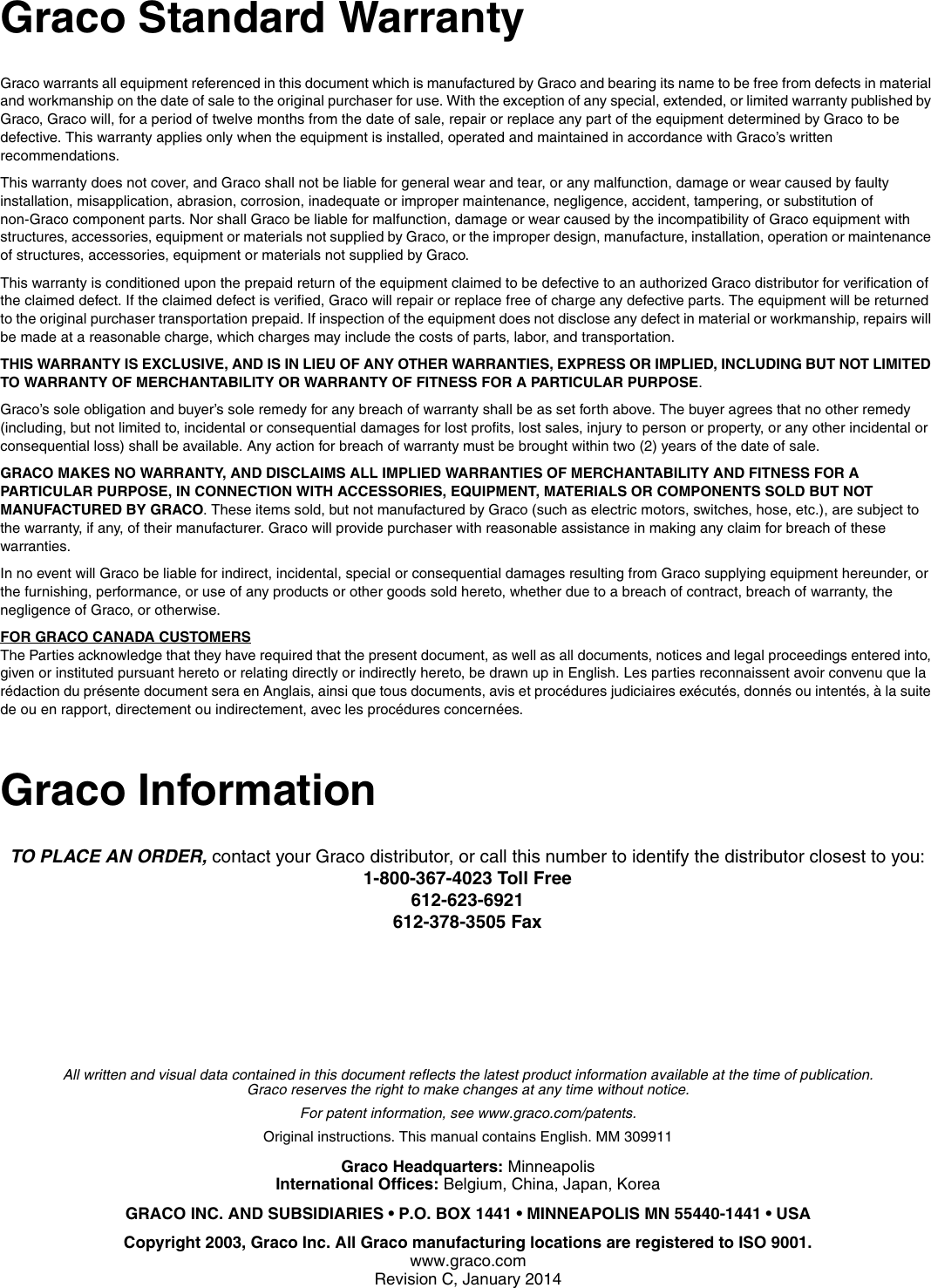 Page 10 of 10 - Graco 309911C Reactor Flush Kits, Instructions, English User Manual  To The 0a36accb-5834-4e52-829f-8752af31c042