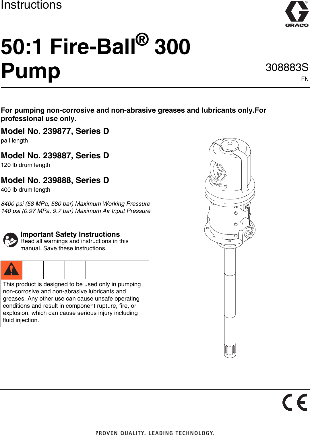 Graco 308883S 50 1 Fire Ball 300 Pump Users Manual