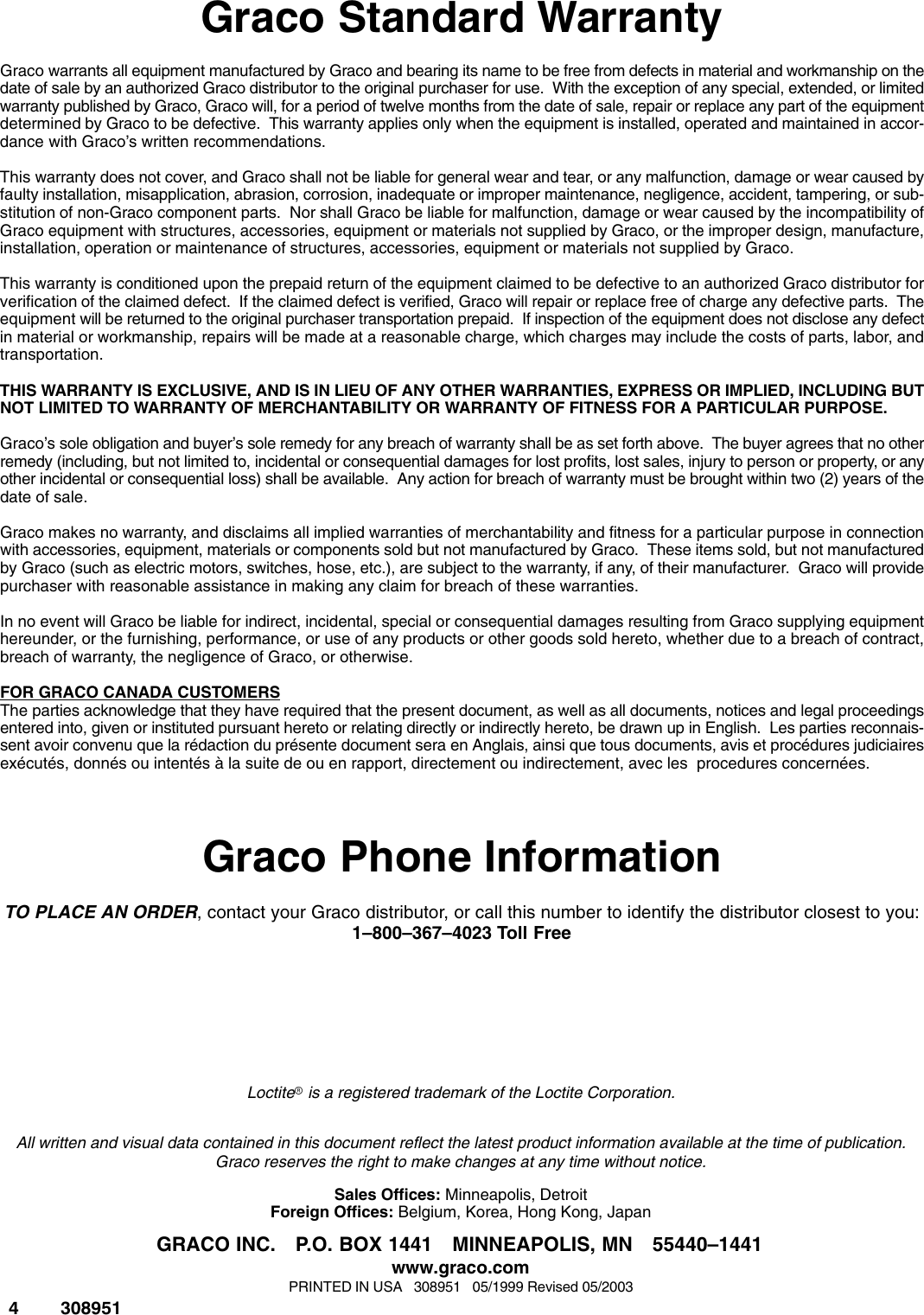 Page 4 of 4 - Graco Graco-308951B-Husky-515-Split-Manifold-Kits-Users-Manual- 308951B Husky 515 Split Manifold Kits  Graco-308951b-husky-515-split-manifold-kits-users-manual